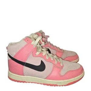 Nike Dunk High Top Sneakers Pink Black Swoosh Fashion Shoes Womens Size 7
