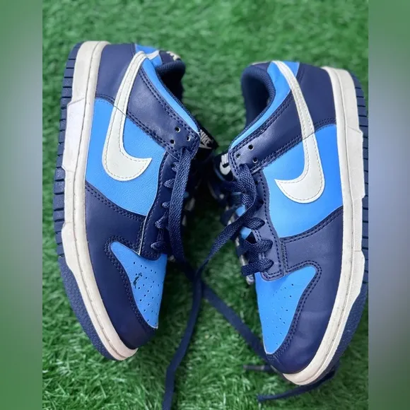 Nike Dunk Low Big Kids' Shoes University Blue/Midnight Navy/White) Size 4.5