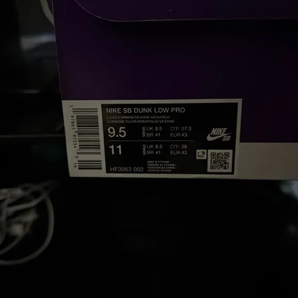 Nike dunk low sb “carbon monarch”. New(other) see description. Men’s 9.5