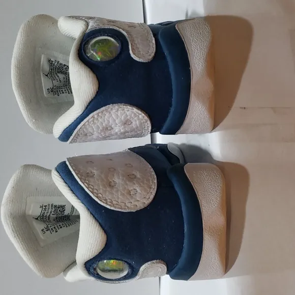 Nike. Jordan 13 Retro; Gray, White &amp; Blue; Hologram Button. Size 6C EUC