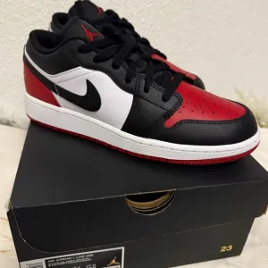 Nike Kids Air Jordan 1 Low - Black, Red, and White