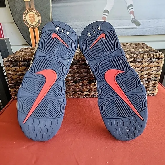 Nike Kids Air More Uptempo White and Blue Shoes 3Y