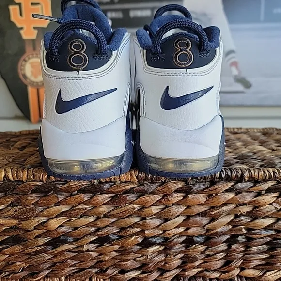 Nike Kids Air More Uptempo White and Blue Shoes 3Y