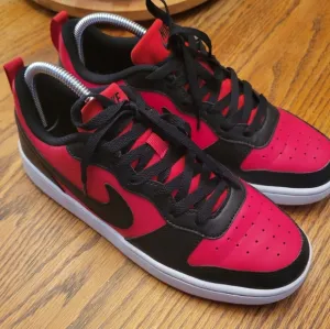 Nike Kids Court Borough Low Recraft Black and Red Sneakers