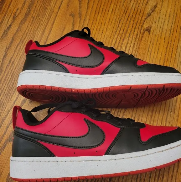 Nike Kids Court Borough Low Recraft Black and Red Sneakers