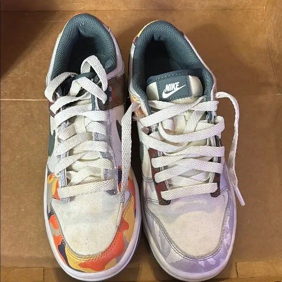 Nike Kids' dunk low multi camo size 4Y