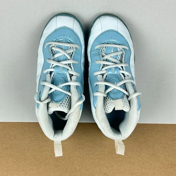 Nike Little Posite One Aura Worn Blue Athletic Shoes Kids 10C White Blue