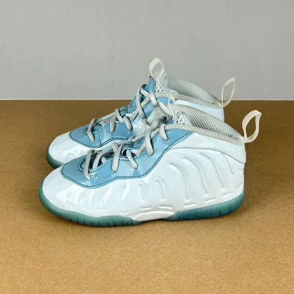 Nike Little Posite One Aura Worn Blue Athletic Shoes Kids 10C White Blue