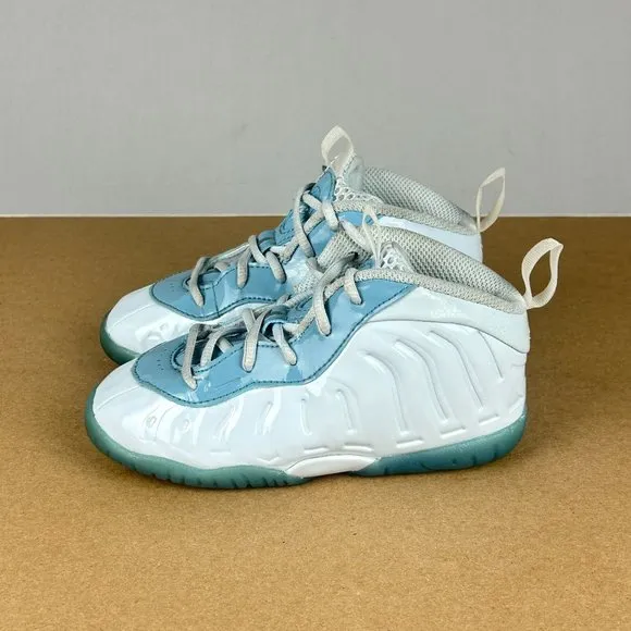 Nike Little Posite One Aura Worn Blue Athletic Shoes Kids 10C White Blue