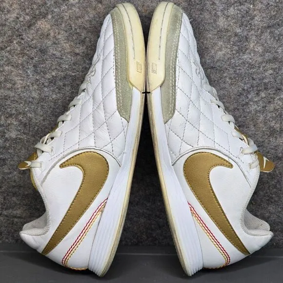 Nike Mens 6.5 Shoes Tiempo Lunar TF Legend White R10 Ronaldinho Indoor Soccer‎