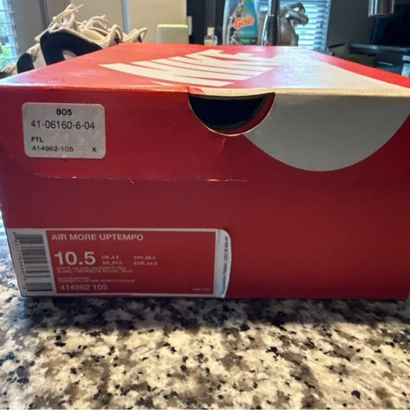 Nike mens Air More Uptempo Black and White Shoes