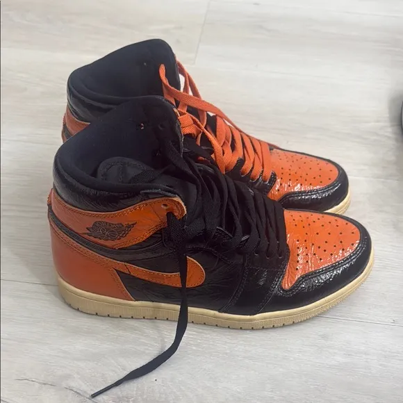 Nike Men's Black and Orange High-Top Sneakers