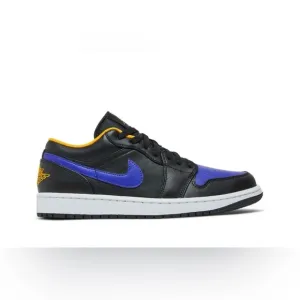 Nike Men's Black and Purple Sneakers. 2022 Air Jordan 1 Low 'Lakers'. Size 11.