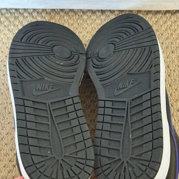 Nike Men's Black and Purple Sneakers. 2022 Air Jordan 1 Low 'Lakers'. Size 11.
