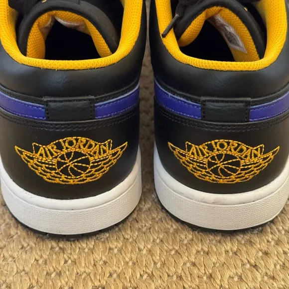 Nike Men's Black and Purple Sneakers. 2022 Air Jordan 1 Low 'Lakers'. Size 11.