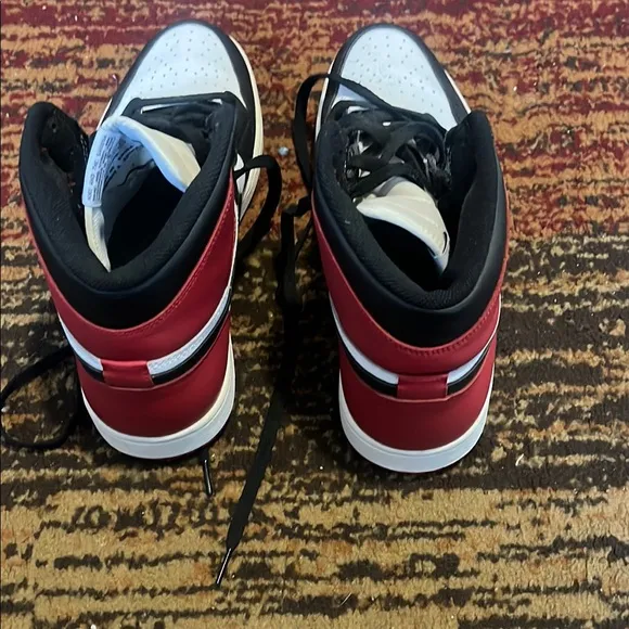 Nike Men's Black and Red High-Top Sneakers- Jordan 1
