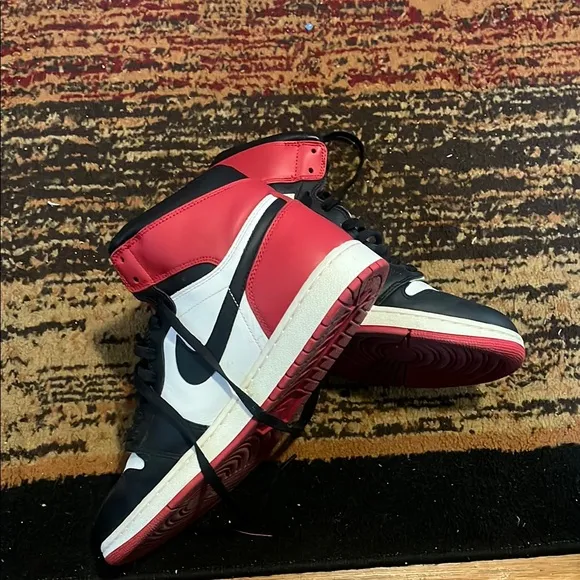 Nike Men's Black and Red High-Top Sneakers- Jordan 1