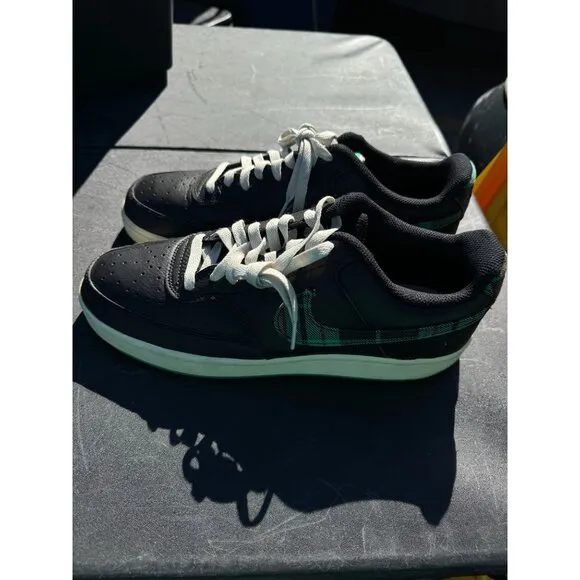 Nike Mens Court Vision Low Plaid Black &amp; Green Athletic Shoes Sz 12