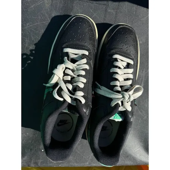 Nike Mens Court Vision Low Plaid Black &amp; Green Athletic Shoes Sz 12