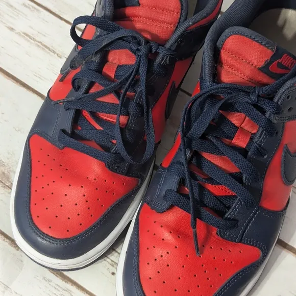 Nike Men's Dunk Low Retro Shoes - Red and Blue
