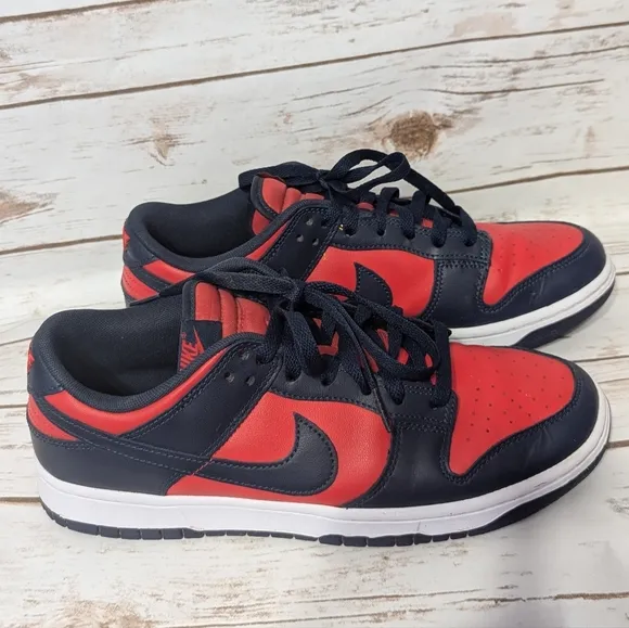 Nike Men's Dunk Low Retro Shoes - Red and Blue