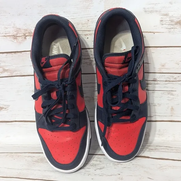 Nike Men's Dunk Low Retro Shoes - Red and Blue