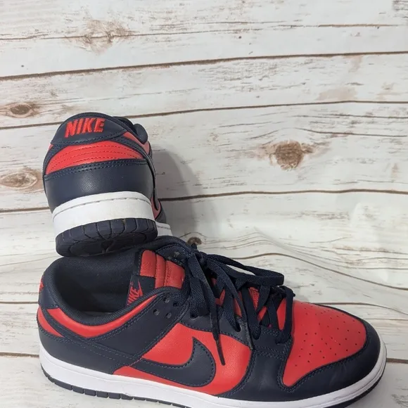 Nike Men's Dunk Low Retro Shoes - Red and Blue