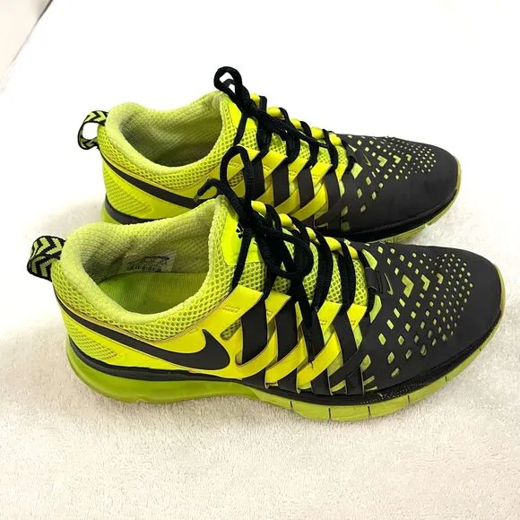 Nike Mens Free Trainer Black and Neon Running Shoes Sneakers Size 9.5