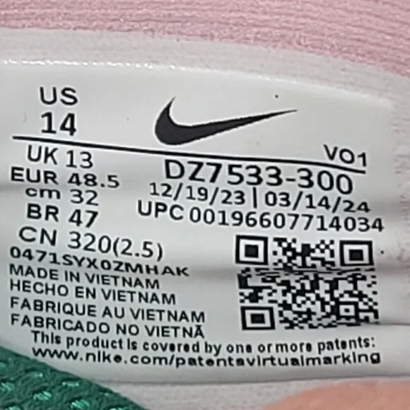 Nike Men's Giannis Immortality 3 Green Pink Sneakers D27533-300 US Size 14 NWOB