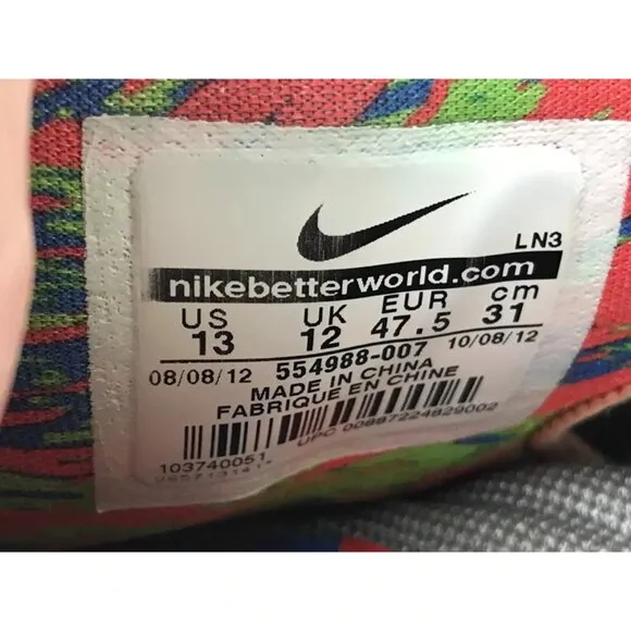 Nike Mens Gray KD 5 Splatter 554988-007 Lace Up Basketball Shoes Size US 13