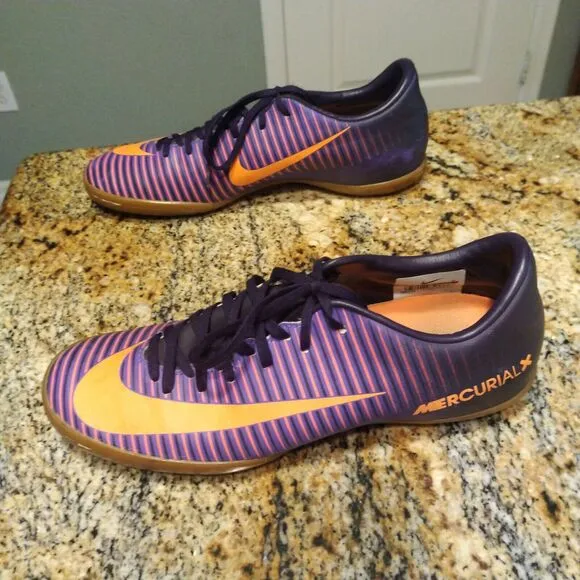 Nike Mercurial X Purple/Orange Indoor Soccer Shoes Men's Size 6.5 831966-585