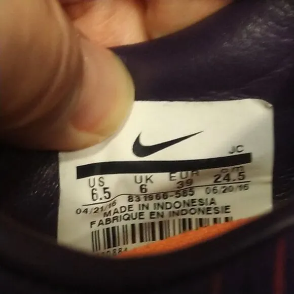 Nike Mercurial X Purple/Orange Indoor Soccer Shoes Men's Size 6.5 831966-585