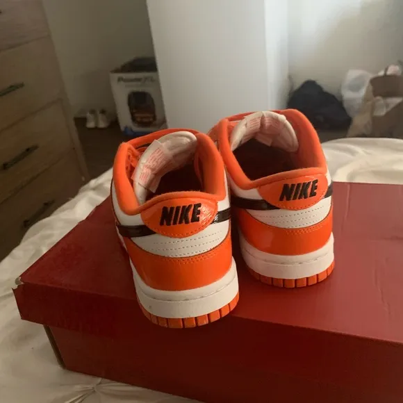 Nike Orange and White Dunk Low Sneakers