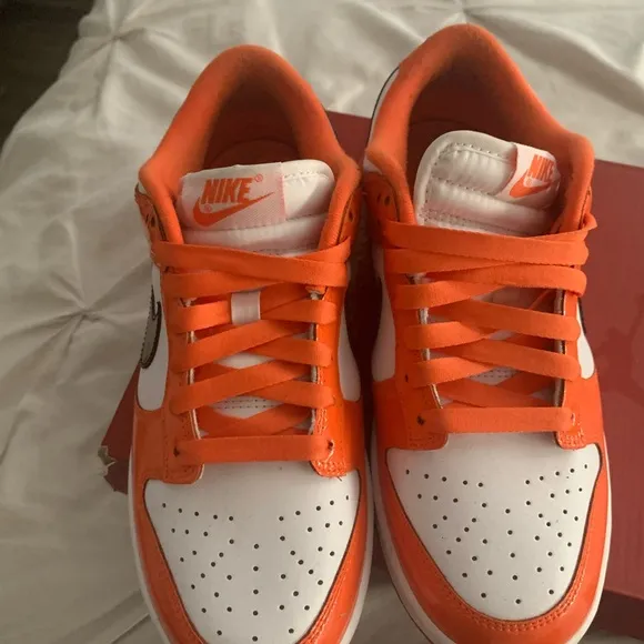 Nike Orange and White Dunk Low Sneakers