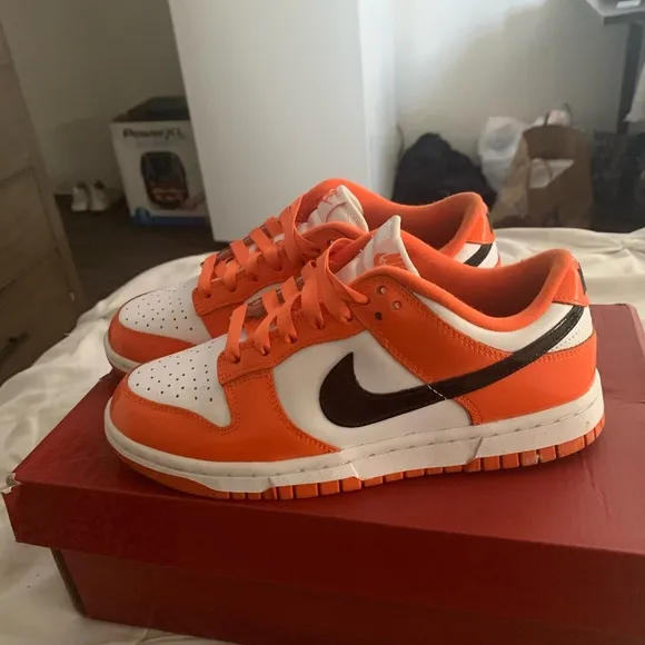 Nike Orange and White Dunk Low Sneakers