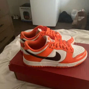 Nike Orange and White Dunk Low Sneakers