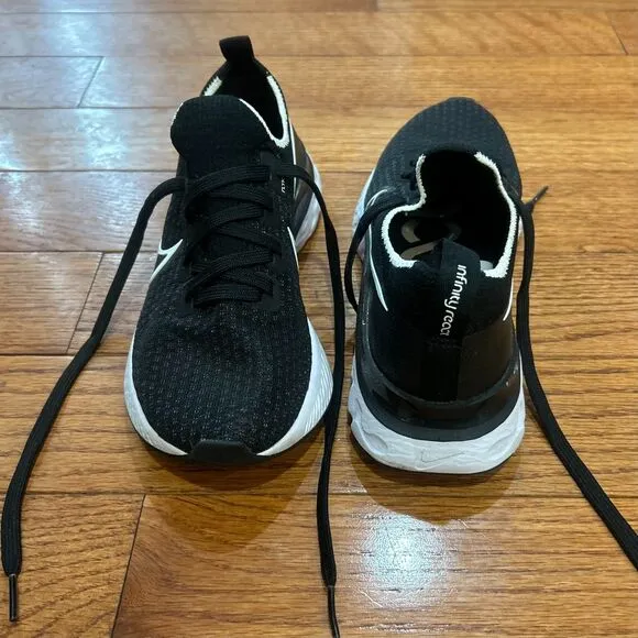 Nike React Infinity Run Flyknit Sneakers Running Shoes Black Size 6