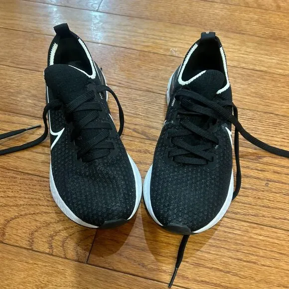 Nike React Infinity Run Flyknit Sneakers Running Shoes Black Size 6