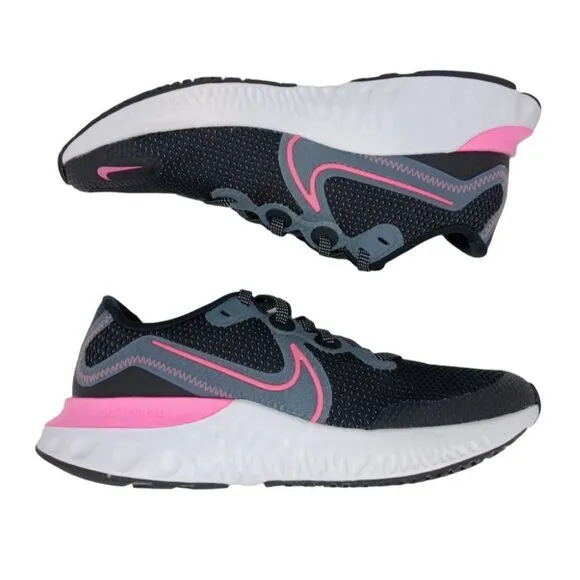 ⭐NIKE Renew Running Shoes Sz 6y Big Kids Athletic Sneakers CT1430-092 Black Pink