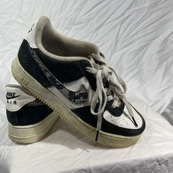 Nike Shoes Air Force 1 Youth 7Y Panda Black White Snakeskin Sneaker 820438-111