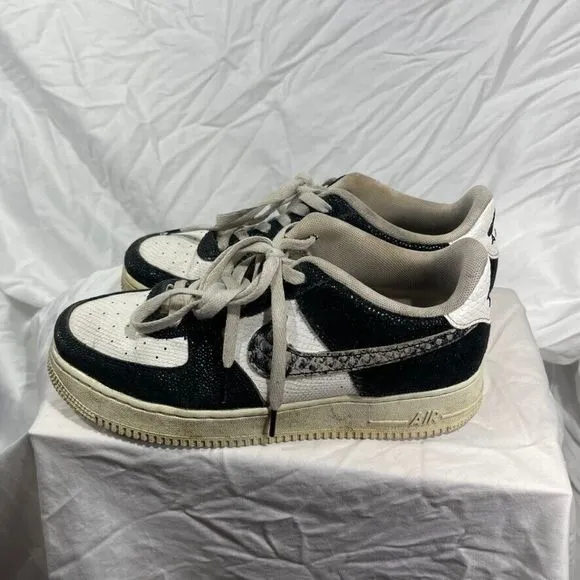 Nike Shoes Air Force 1 Youth 7Y Panda Black White Snakeskin Sneaker 820438-111