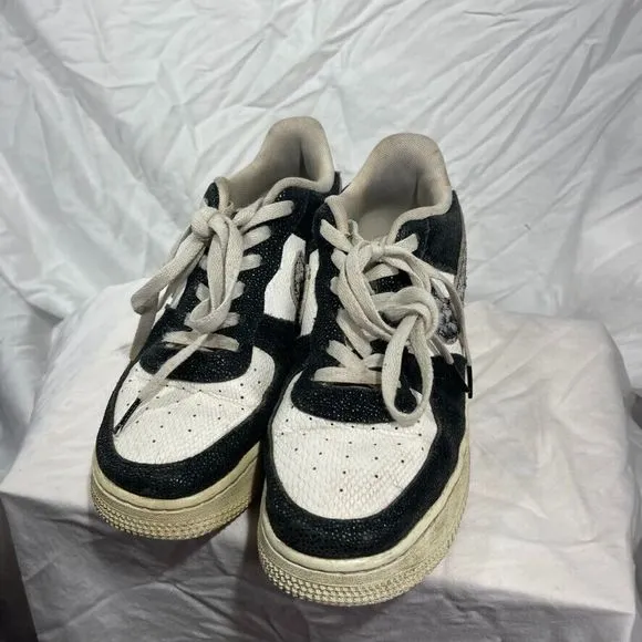 Nike Shoes Air Force 1 Youth 7Y Panda Black White Snakeskin Sneaker 820438-111