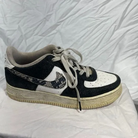 Nike Shoes Air Force 1 Youth 7Y Panda Black White Snakeskin Sneaker 820438-111