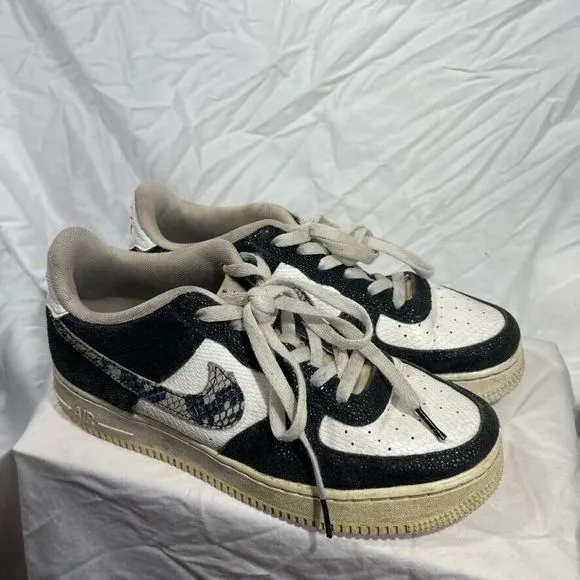 Nike Shoes Air Force 1 Youth 7Y Panda Black White Snakeskin Sneaker 820438-111
