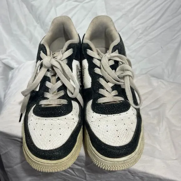 Nike Shoes Air Force 1 Youth 7Y Panda Black White Snakeskin Sneaker 820438-111