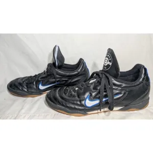 NIKE Tiempo 750 Men's Black Leather Indoor Soccer Shoes Size US Sz 10 Rare 2003