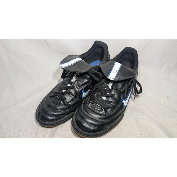 NIKE Tiempo 750 Men's Black Leather Indoor Soccer Shoes Size US Sz 10 Rare 2003