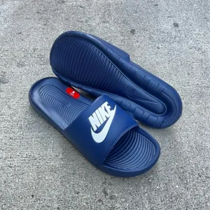 NIKE VICTOR ONE SLIDES ALL DARK NAVY BLUE WHITE VICTORI BLUES MIDNIGHT FLIP FLOP