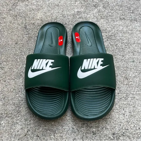 NIKE VICTOR ONE SLIDES ALL GREEN WHITE VICTORI BLACKS SPORT JETS