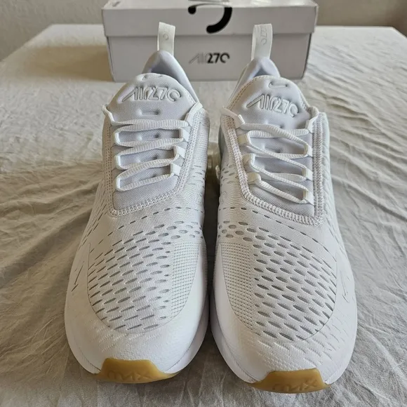 Nike White and Tan Sneakers Air Max 270